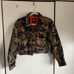 Zara Camouflage Jacket with Orange Lining